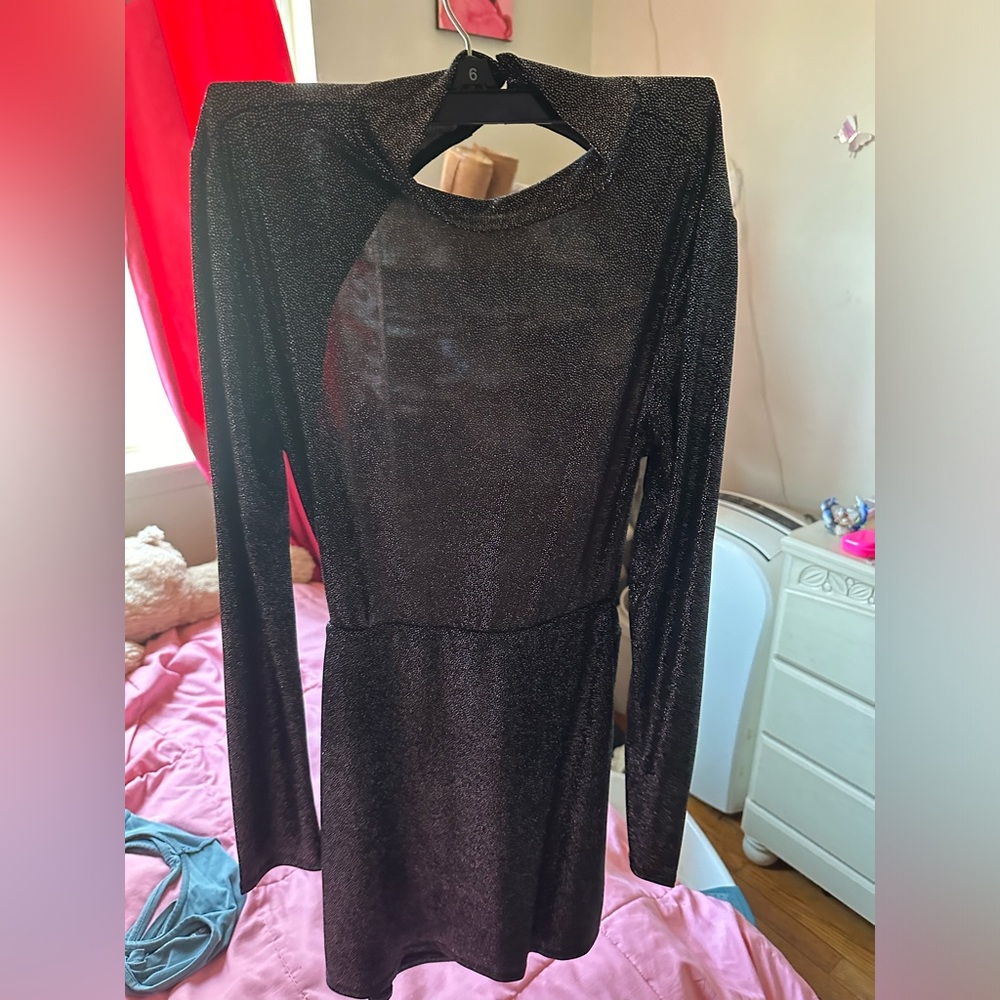 Black Mock Neck Mini Dress